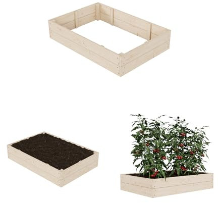 QLS Hochbeet 120x80x24 cm aus Kiefernholz naturbelassen Natur