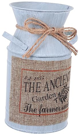 Gatuida Enamel Jug Flowers Retro Bucket Artificial Flowers Home Decor Iron Pot