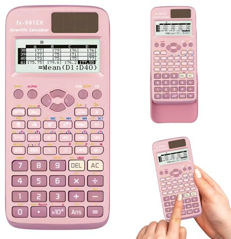 Scientific Calculator, Engineering Calculator, Math Calculator with 552 Functions, 10+2 Digit Display, For Universities, Engineering, Middle School, Offices, Teaching, Pink