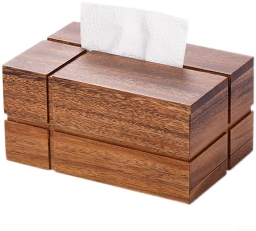 Boîte à mouchoirs en bois massif avec finition en noyer pur naturel, sain et sans formaldéhyde, pour décoration et organisation