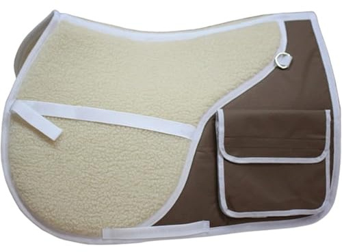 Almohadilla para Silla De Montar a Caballo - Almohadilla De Lana De Cordero para Silla De Montar, Gruesa, con Bolsillos Grandes, Equipo para Caballos