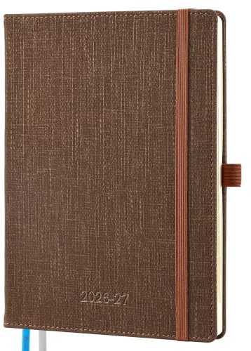 IN-LUXPRO Kalender 2026 2027 Wochenplaner Horizontal hochwertigem Design | 18 Monate Terminplaner (Jul 2026 bis Dezember 2027)in A5 21,9x16,2 CM, 1 Woche 2 Seiten, Kaffeebraun