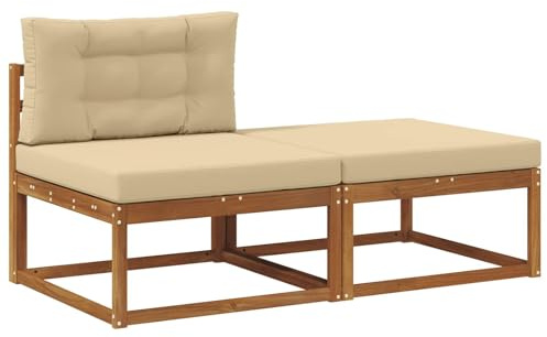 vidaXL Sectional Sofa Einheiten mit Kissen 2 Stück Natur, Balkon Gartenmöbel, modernes modulares Design, langlebige Entspannung, Elegante Flexibilität