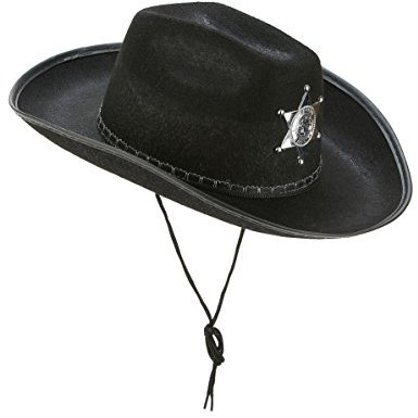 DEGUISE TOI - Chapeau Sherif Noir Adulte - Chapeau - Taille Unique - Noir - Accessoires pour déguisement - 100% Polyester 100% Polyester - - Carnaval