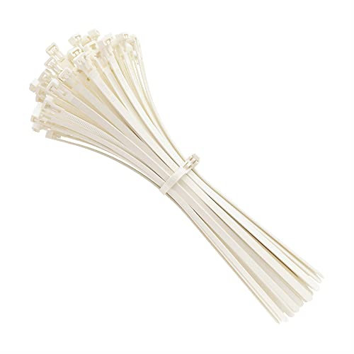 intervisio Kabelbinder Wiederverschließbar, 200mm x 7,6mm, 100 Stück, Natur - Neutral - Weiß, Wiederlösbar, Wiederverwendbar