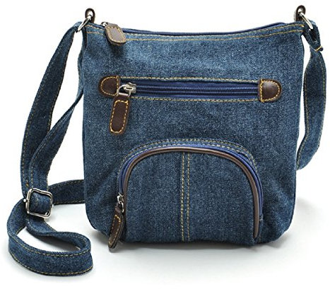 Jeans Umhängetasche Schultertasche Crossbody Bag Handtasche Messenger Bag für Damen im Cowboy Denim Style Hobo Fashion (Blau)