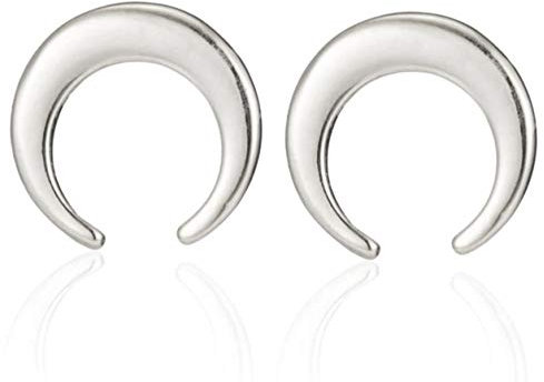 Soulsisters Halbmond Ohrstecker 18k vergoldet simpel klein süß elegant für Fashionista (Silber)