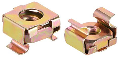 sourcing map M4 Cage Nuts for Server Rack Cabinet, Carbon Steel Yellow Zinc Plated, Pack of 20