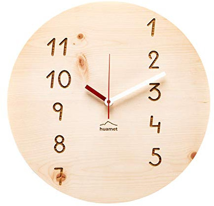 huamet. Holz Wanduhr MANUFAKTUHR aus Zirbe, rund - ausgefallenes Design - Qualitätsprodukt Made in Südtirol - CH40-H-13