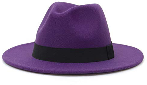 Cloud Kids Unisex Rollbarer Hut mit Breiter Krempe Wollfilzhut Fedora Trilby Hut Wintermütze Panamahut Lila Hutumfang 56-58cm