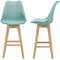 [en.casa] Juego de taburetes de Bar 105 x 48 x 58cm Set de 2X Taburetes de Cocina de diseño Asiento Acolchado Patas de Madera Haya Color Verde Menta