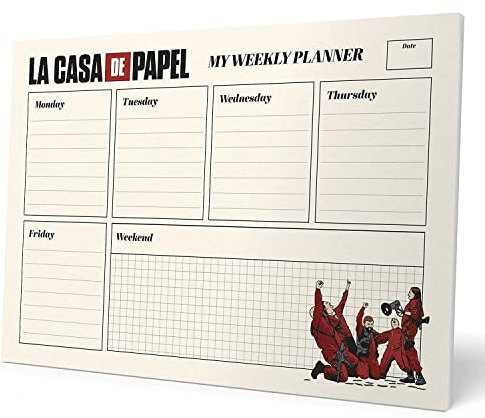 Grupo Erik Wochenplaner Block A4 Kalender Planer Haus des Geldes -Tischplaner A4 ohne festes Datum Offizielles Netflix - Merchandising
