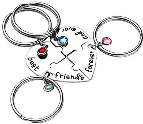 VALICLUD Porte-clés Puzzle De Porte-clés Avec Pendentif Cœur Cadeau Pour Amis Quatre Pièces