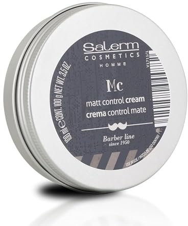 SALERM - Haarwachs für Herren - Homme Barber Line - 100 ml - Matte Frisur Creme - für feines oder mittleres Haar - Elastische Fixierung - Bringt Weichheit und Volumen
