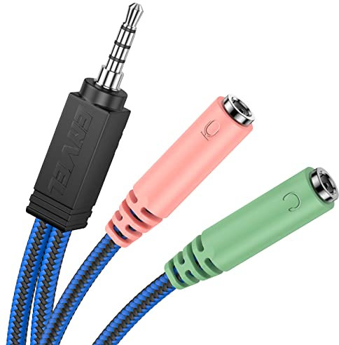 Adaptateur de Casque de câble Jack 3,5mm, répartiteur de Casque avec Casque/Micro Câble séparateur en Y Adaptateur Jack mâle vers 2 Femelle pour PC, Casque de Jeu,PS4,Xbox One,Ordinateur Portable