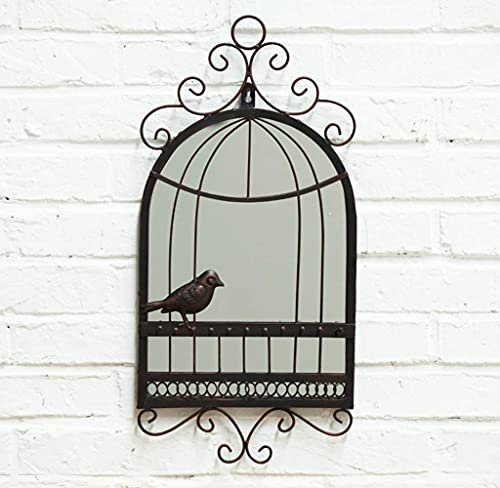 WLABCD Spiegel Große Retro Nostalgie Vogelkäfig Wandspiegel Eisen Kunst Kreative 3D-Stereo-Form, Wandspiegel Handschmieden Shabby Chic, Dekorative Wand Montierbar Wohnkultur Eingang, Halle, Schlafzim
