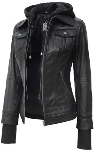 Decrum Leather Motorcycle Jacket Women - Women's Leather Jacket | [1309194] Betty Black, L