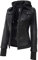 Kapuzenlederjacke für Damen – echtes Lammfell Damen Lederjacke mit abnehmbarer Kapuze, Schwarz – Betty Lederjacke mit Kapuze, Large