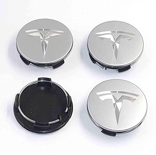 LOOFSAF 4 Pièces Cache-Moyeu pour Tesla Badge Roadster Modell 3 S X Y 2017 56MM, Capuchons de Centre Jante avec Badge, Voiture Enjoliveurs de Roué D'emblème Accessoires