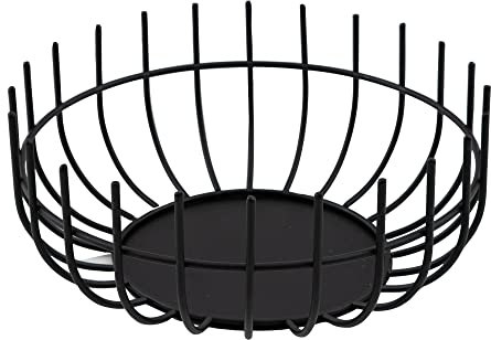 Point-Virgule Wire Obstkorb aus metall, skandinavische wohnungs deko drahtkorb, Schwarz, 25cm