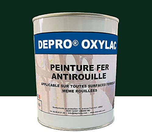 OXYLAC Peinture antirouille pour métal neuf et rouillé - 1KG (VERT FORET)