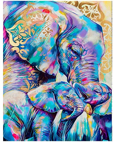 DCIDBEI Square DIY 5D Diamond Painting Groß 40x50 cm Quadratische Diamanten Stickerei Kreuzstich Diamant Painting Malerei Malen nach Zahlen Tiere Elefanten Voll Set Basteln nach Zahlen Mosaik Strass