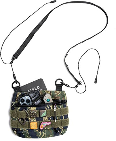 TACTICAL_GEEK Cache L2 EDC Sling Bag, 500D Nylon Crossbody Bag Organizer, Wasserdichter Reißverschluss EDC Molle Tasche, Rucksack, Umhängetasche für den Täglichen Wandertransport,Tarnung