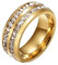 Beydodo Edelstahl Ringe Partner mit Gravur, Herren Ring 8MM mit Zirkonia Bandring Freundschaftsring Gold für Männer Gr.70 (22.3)