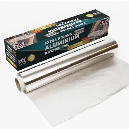 STERLING PRODUCTS 30m Extra Long Aluminum Foil Roll, Large Pack Heavy Duty Foil Roll 30m x 30cm (Packaging may vary)