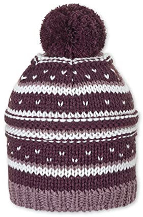 Sterntaler Baby - Mädchen Mütze Baby Bommelstrickmütze Mustermix, Rot, 53