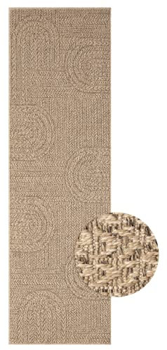 the carpet Kansas - robuster In- und Outdoor Teppich im natürlichen Jute-Look, wetterfest, geeignet für Terrasse und Garten, ca. 80 x 250 cm