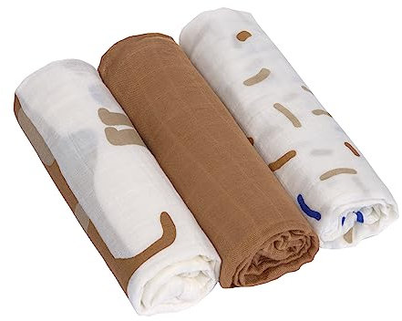 LÄSSIG Baby Mulltuch Spucktuch Puckdecke 3er Set Baumwolle 80 x 80 cm/ Heavenly soft Swaddle L Little Mateys Dog