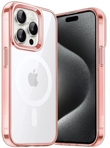JETech Magnetic Case for iPhone 15 Pro 6.1-Inch Compatible with MagSafe Wireless Charging, Shockproof Phone Bumper Cover, Anti-Scratch Clear Back (Rose Gold)
