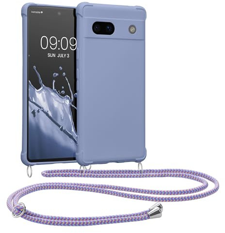 kwmobile Necklace Case kompatibel mit Google Pixel 7a Hülle - Cover mit Kordel zum Umhängen - Silikon Schutzhülle Lavendel