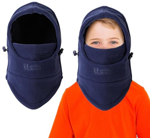 AYPOW Cagoule d'hiver Thermique pour Enfants 4-9 Ans, Multifonction Coupe-Vent Réglable Masque de Ski, Bonnet en Polaire Chaude, Casquette Cache-Cou Tour de Cou écharpe pour Garçons Filles Plein Air