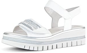 Gabor Damen Riemchensandalen, Frauen Sandalen,Best Fitting,Sandaletten,Sommersandalen,bequem,flach,Sommerschuhe,Weiss/Silber,39 EU / 6 UK