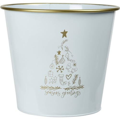 Home & Styling Metalleimer für Weihnachten, weiß, 30,5 x 29 cm