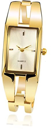 Holibanna Damen Quarzuhr Armreifuhr mit Goldenem Armband und Weißem Zifferblatt Kratzfest Leicht Exquisites Design für Alltag und Outdoor