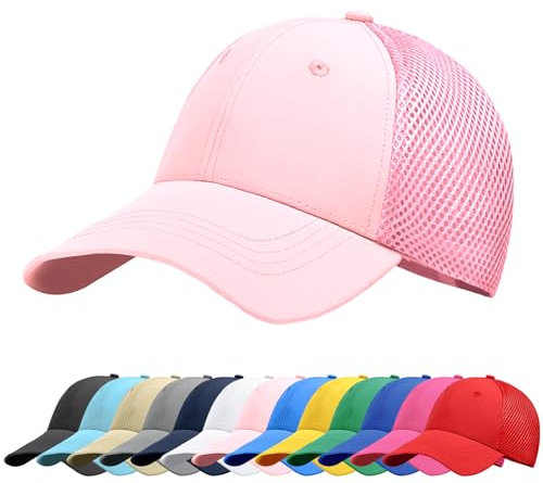 Baynetin Baseball Kappe Unisex Klassisch Verstellbar Atmungsaktive Sportlicher Sonnenschutz Basecap Atmungsaktive Masche Freizeit UV Baseballmütze (Hellrosa)