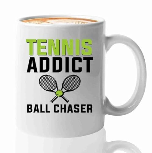 Luxe Gifting Taza de café para jugador de tenis, 325 ml, color blanco, adicto al tenis, entrenador smash, raqueta de raqueta de raquetbol