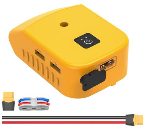 Upgrade Fast Charge USB Charger Adapter Compatible with Dewalt 20V Battery, with 2 USB Outputs, 1 Type-C Port & 1 DC XT60 Port, Battery Adapter with Cable for DIY