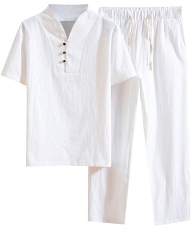 RUMAOZIA Biancheria in cotone Zen Meditazione Tai Chi Uniforme Uomini Abbigliamento Tradizionale Cinese Kung Fu Abbigliamento Traspirante Top Set Arti Marziali Completo Tang Maniche Corte Pantaloni