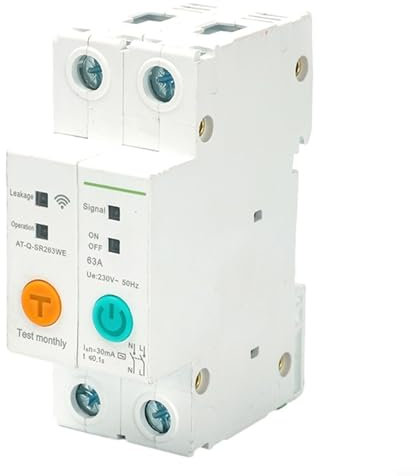 Interruptor de circuito inteligente, 2P 16-63A WIFI, interruptor inteligente DIN Rail interruptor inteligente APP control remoto para el hogar, oficina (40A)