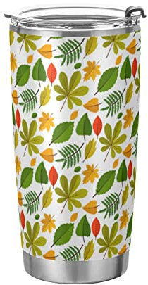 Autumn Oak Leaves Tumbler with Lid and Straw, Insulated Stainless Steel Tumbler Cup, Double Walled Travel Coffee Mug Thermal Vacuum Cups for Hot & Cold Drinks 590.0 g