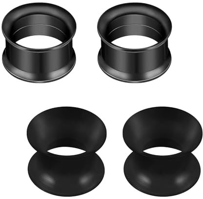 Rajnard Edelstahl Silikon Holz Tunnel Set 6mm Extra Weich und Flexibel Flesh Tunnel Ohr Plug Expander Hider Piercing Schmuck für Frauen und Männer Schwarz
