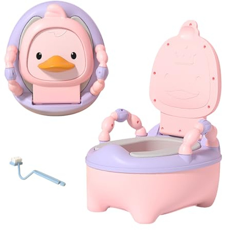Joyeuse Planet - Töpfchen für Babys, kleine Ente, Kindertoilette für Jungen und Mädchen, Toilettenschüssel für Kinder von 0 – 6 Jahren, kleines Töpfchen, Baby WC mit Deckel mit 1 Bürste, Toilette zum