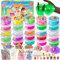 25 colori fai da te Slime Kit Slime Making per ragazze, Crystal Clear Slime, Glow in The Dark Slime con sfere di schiuma aggiuntive, charms, glitter, giocattolo regalo per bambini