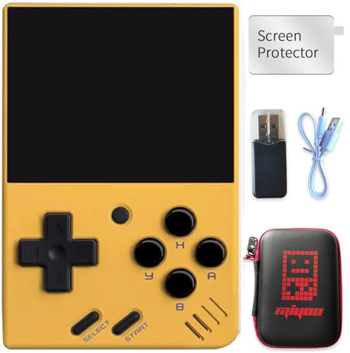 Miyoo Mini V4 Retro Game Console,Portable Handheld Video Game Console ,2.8 inch IPS Screen 750x560 Resolution Screen with 64GB Card 7000+ Games, Linux System (Yellow, 64G)