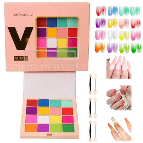 16 Colours Nail Pigment Powder,Nail Gradient Powder,Pink Chrome Nail Powder,Nail Art Kit,Nail Chrome Powders,Pigment Powder for Nails,Nail Powder Kit for Nail Design,Nail Art Body,Nail Art Set