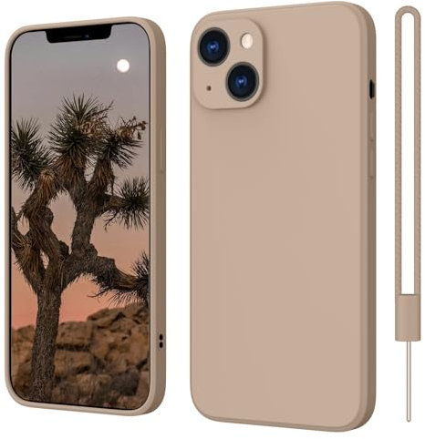iPhone 13 Hülle Silikon Case, ElestBela Hanyhülle iPhone 13 Ultra Dünn Slim mit Microfiber, Kratzfeste Rundumschutz Case Schutzhülle Hülle für iPhone 13 6.1'' Titan Sand